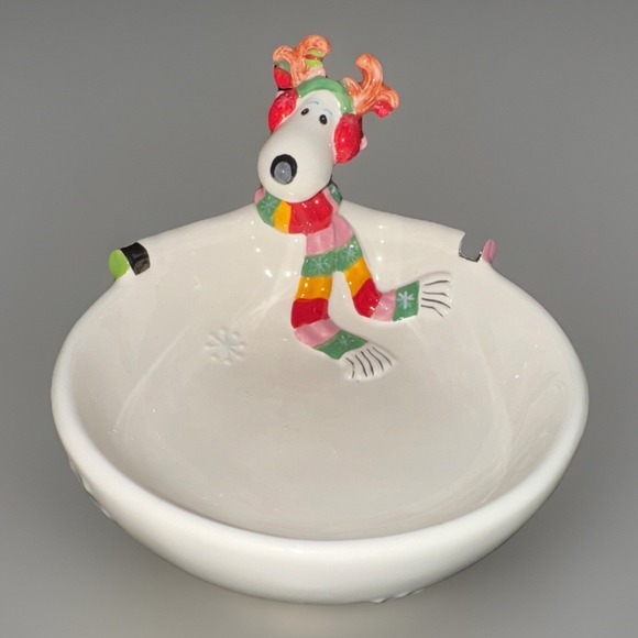 Fitz  and Floyd Snowflake & Jake Candy Bowl  Holiday Christmas Winter Dish 2009‎ - Picture 1 of 5